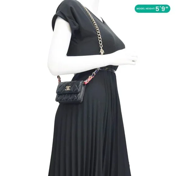 Chanel Ribbon Flap Shiny Lambskin Quilted Leather Belt Bag Black - Picture 2 of 13